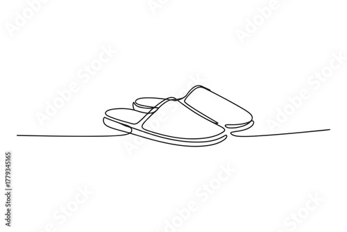 Continuous one line drawing of slipper shoe outline illustration
