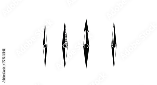 Four kayaks lined up isolated on white background, ready for adventure