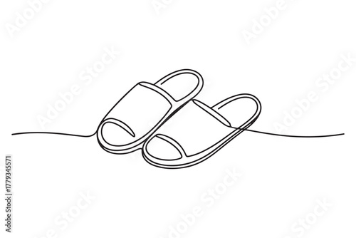 Continuous one line drawing of slipper shoe outline illustration
