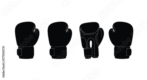 Four boxing glove icons isolated on white background in a row design