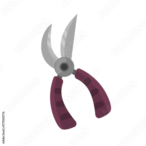 Garden scissors vector illustration, garden shears icon, pruning shears clip art, isolated on white background, gardening tool vector, yard maintenance illustration