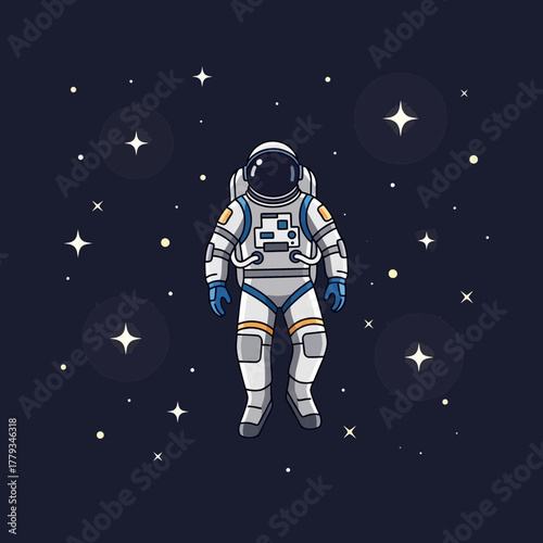 Astronaut in space floating among stars and the night sky