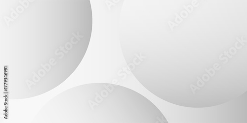 A minimalist abstract background featuring overlapping curves and circular shapes in various shades of gray, creating a smooth gradient and subtle depth