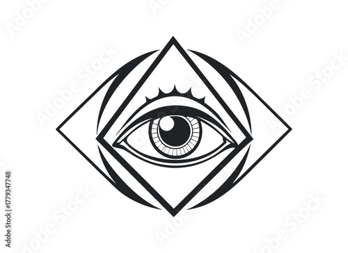 All-Seeing Eye of Providence Vector - Esoteric Masonic Symbol Line Art