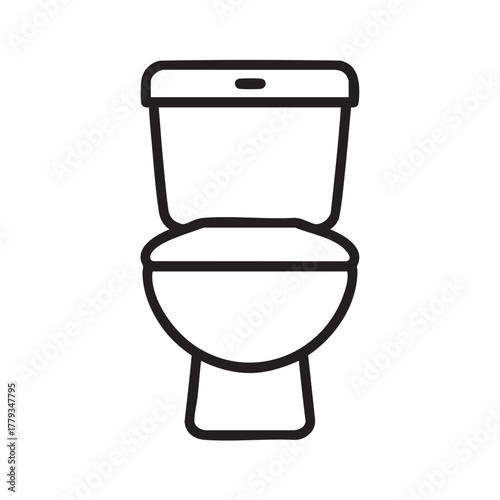 Simple black and white line drawing of a standard toilet fixture