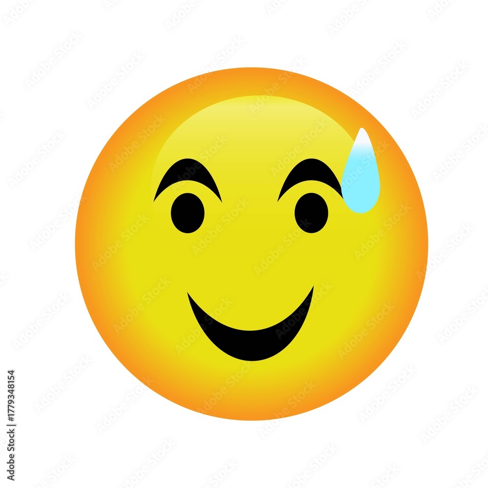 Fototapeta premium Glossy smiley emoji representing good mood, friendliness, and happiness concept 