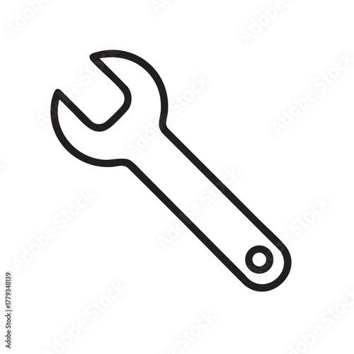 Simple black and white illustration of a standard open end wrench tool