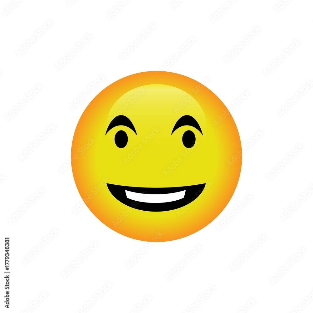 Fototapeta premium Modern digital happy face emoji illustration for social media and chat apps