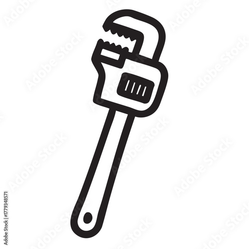 A simple black and white illustration of a pipe wrench tool