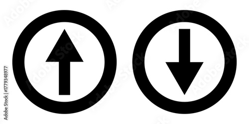 Arrow icon up, downside in circle illustration design vector design.