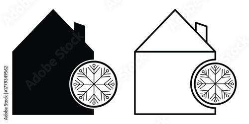 Cool  home logo symbols with sleek flat design and thin outline.