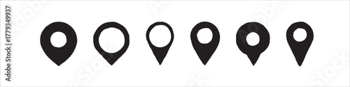 Map Pin Location Marker Icons Set Black Navigation Symbols Collection