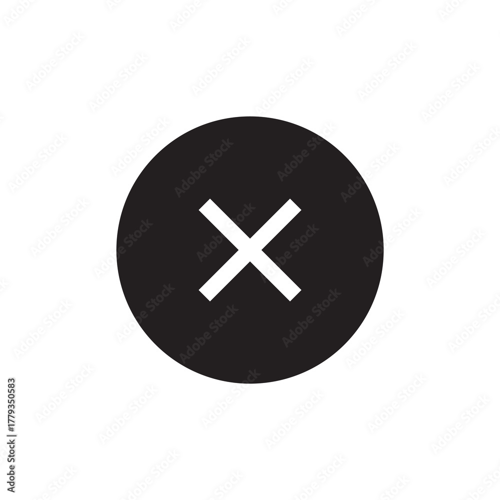 Obraz premium Circular Cross Mark Close Cancel Solid Icon