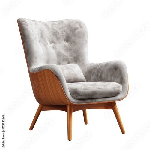 Cozy Modern Chair With Soft Cushions and Wooden Frame in Neutral Colors for S...