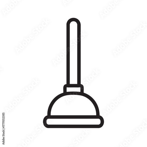 Simple black and white line drawing of a classic plunger icon