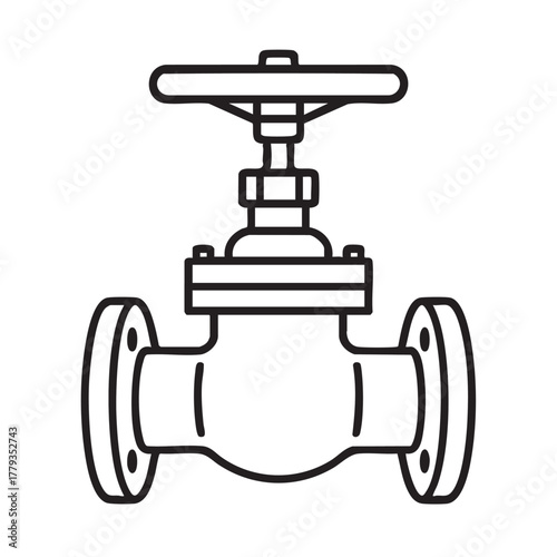 Simple black and white line drawing of an industrial gate valve