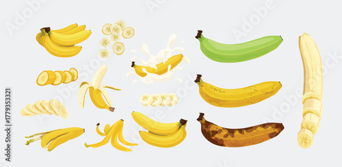 set of bananas and banana