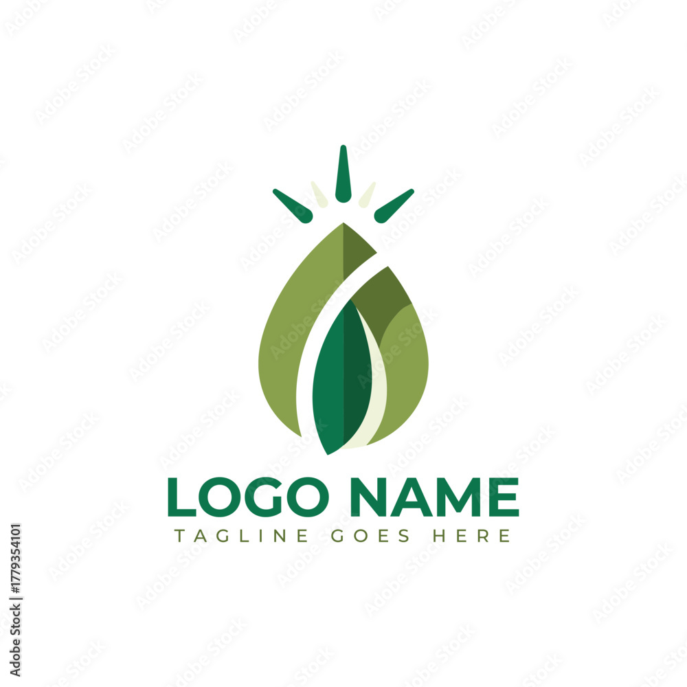 Fototapeta premium Modern green leaf logo design symbolizes growth and natural wellness, perfect for eco friendly brands