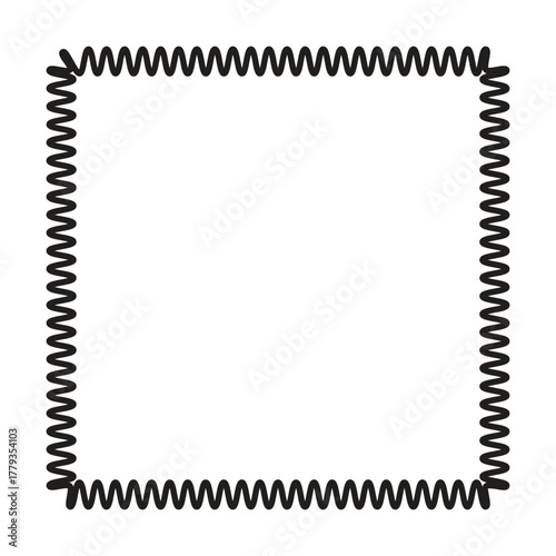 Square frame shape icon, decorative vintage border doodle element for simple banner design in vector illustration.