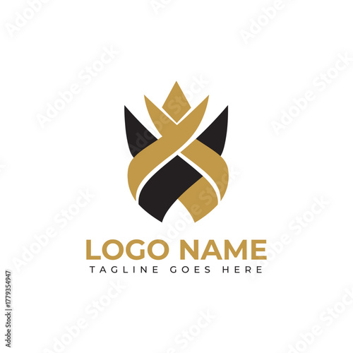 Luxury Abstract Logo Design – Gold & Black Emblem for Premium Branding