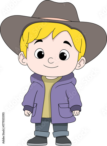 Boy in Cowboy Costume Vector Illustration