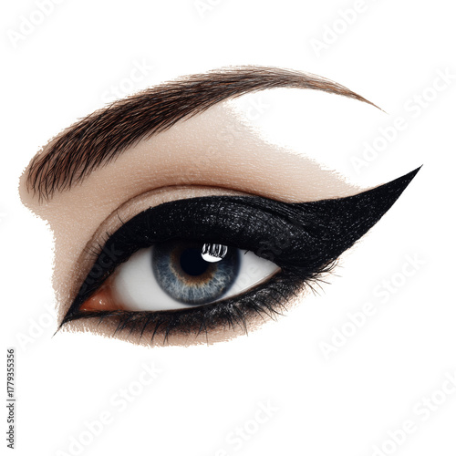 Stunning Close-Up of a Perfectly Styled Cat-Eye Makeup With Bold Eyeliner