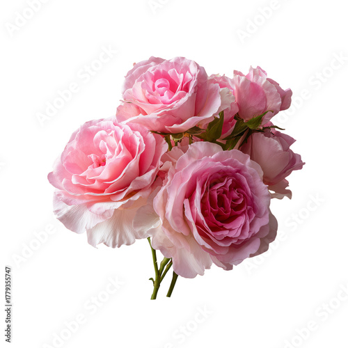 Beautiful Bunch of Pink Roses in Full Bloom, Showcasing Vibrant Petals and Fr...