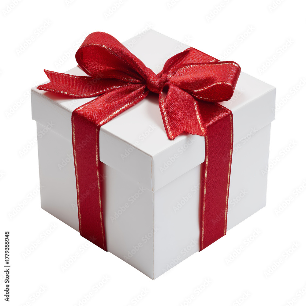Obraz premium Gift Box With Red Ribbon Ready for Any Celebration at Any Time of Year