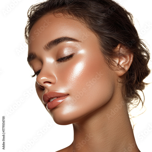 Radiant Beauty With Natural Glow Highlighting Features in Soft Lighting