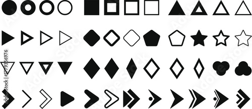 Flèche and Bullet point List Icon set. Text Editor and Content Formatting Symbols. Checklist Arrow and Document Formatting Icons. List Item and Navigation Pointer