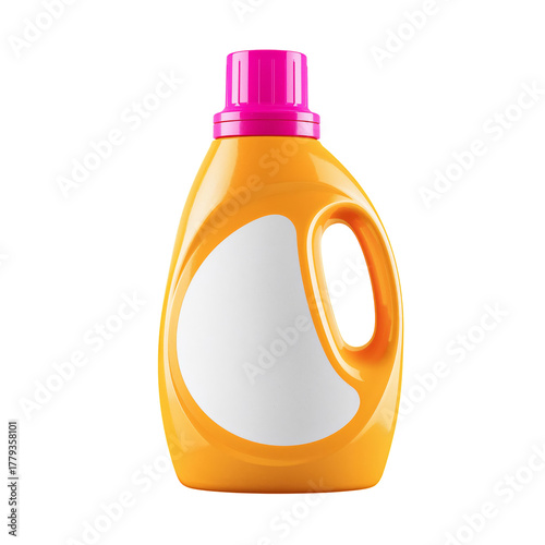 Bright Pink Liquid Detergent Bottle for Laundry Use on a Clean, White Backgro...