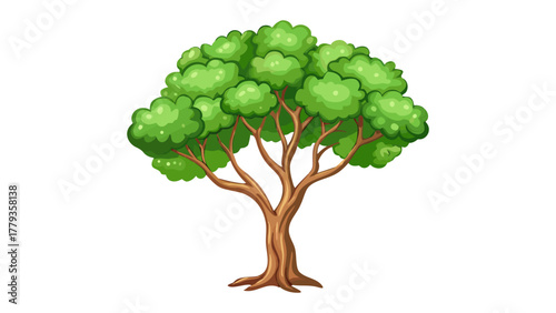 Tree of Life: A lush and vibrant cartoon depiction of a single, healthy tree. Its expansive green canopy reaching for the sky.