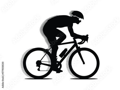 Silhouette of a cyclist in motion, emphasizing speed and athletic form.