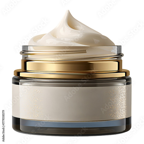 Luxurious Cream in a Glass Jar With a Golden Lid Placed on a Clean Surface