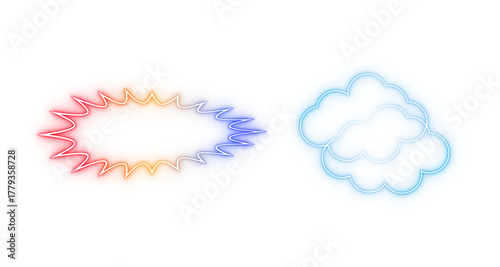 Colorful Neon Comic Speech Bubbles Set – Electric Cloud and Starburst Frames for Design PNG