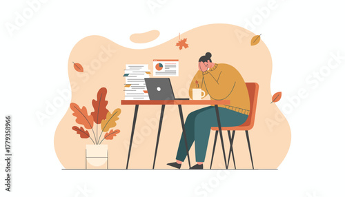 Stressed person overwhelmed by heavy workload and deadlines at office desk Burnout concept