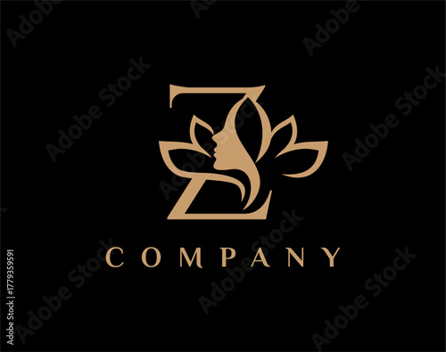 Letter Z Beauty Face Lotus Flower Logo Design