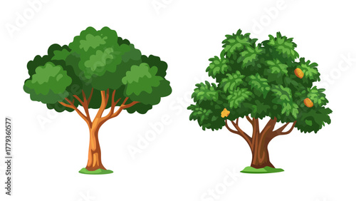 Nature's Embrace: Two lush trees stand side by side, their branches reaching towards the sky, representing the harmony and beauty of the natural world.