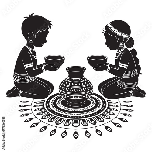 Cute cartoon vector illustration of Hindu god Ganesha in a fun artistic design