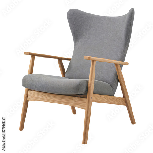 Stylish Mid-Century Modern Chair Featuring Natural Wood Frame and Comfortable...