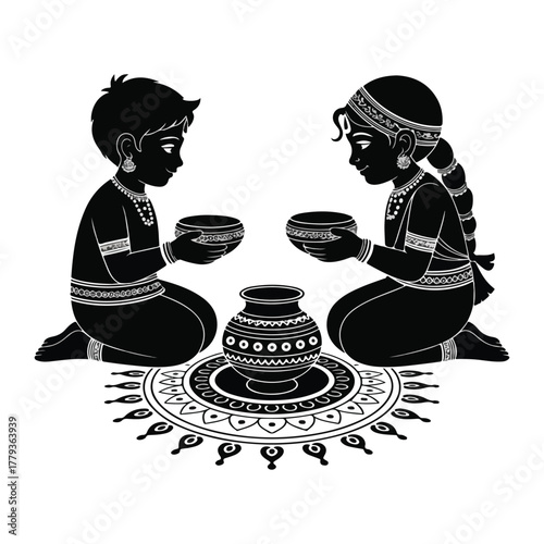 Cute cartoon vector illustration of Hindu god Ganesha in a fun artistic design