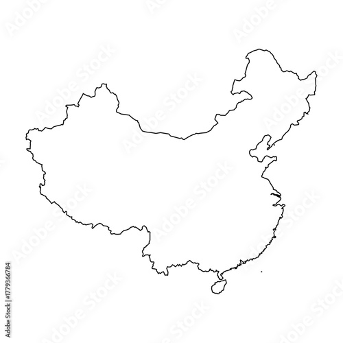 China outline map. China map vector. China map on white background