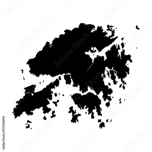 Hong Kong silhouette map. Hong Kong map vector. Hong Kong map on white background