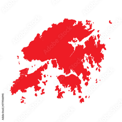 Hong Kong red map. Hong Kong map vector. Hong Kong map on white background