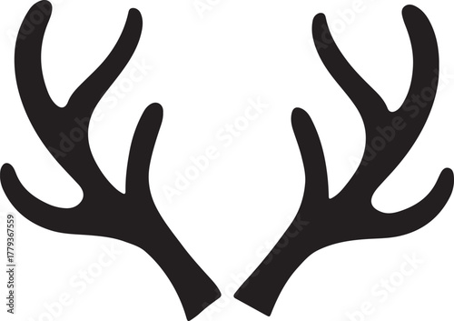 Christmas Deer Antlers Silhouette vector.
