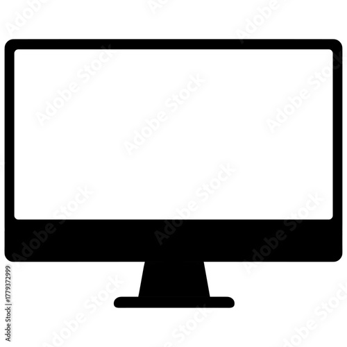 黒いデスクトップパソコンモニターディスプレイに白い無地の画面が表示された静かに光る革新と成長の象徴