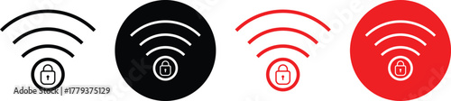 Security wifi internet. Private wifi internet icon set. WiFi protection and safety symbols. Wireless Network Protection Symbols.