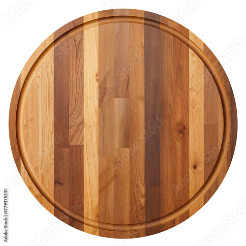 Round Wooden Serving Board Made of Mixed Hardwoods for Kitchen Use or Enterta...