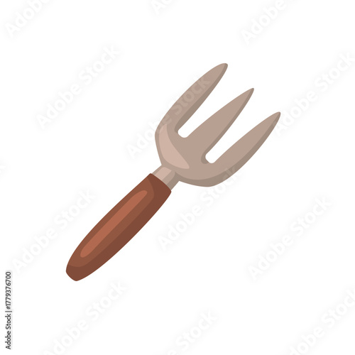 Garden fork vector illustration, gardening fork icon, digging fork clip art, isolated on white background, yard tool illustration
