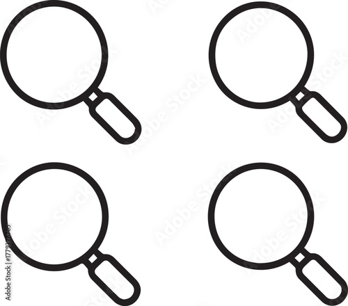 Magnifying Glass Icon Set - Simple Line Art for Search and Zoom
